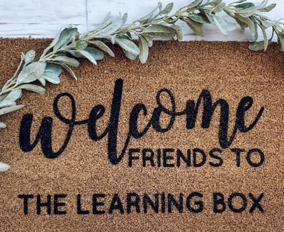 Door matt welcoming friends to The Learning Box.